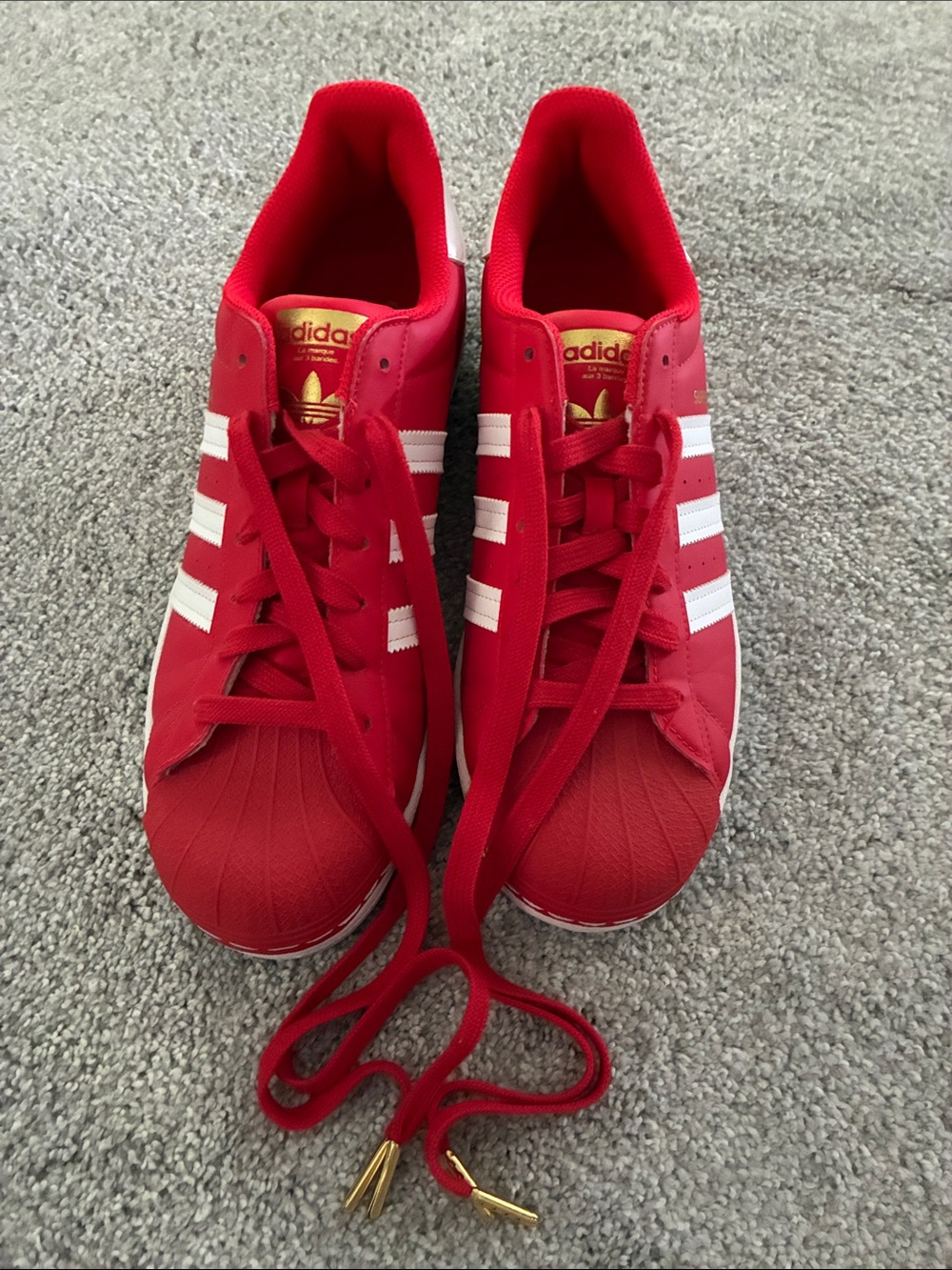 Adidas Superstar "Red Cloud White" sneakers Mens, size 10, excellent condition!!